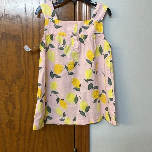 CARTERS NWT Girls Size 7 Lemon Print tank top pink yellow linen cotton 🍋 - Picture 7 of 11